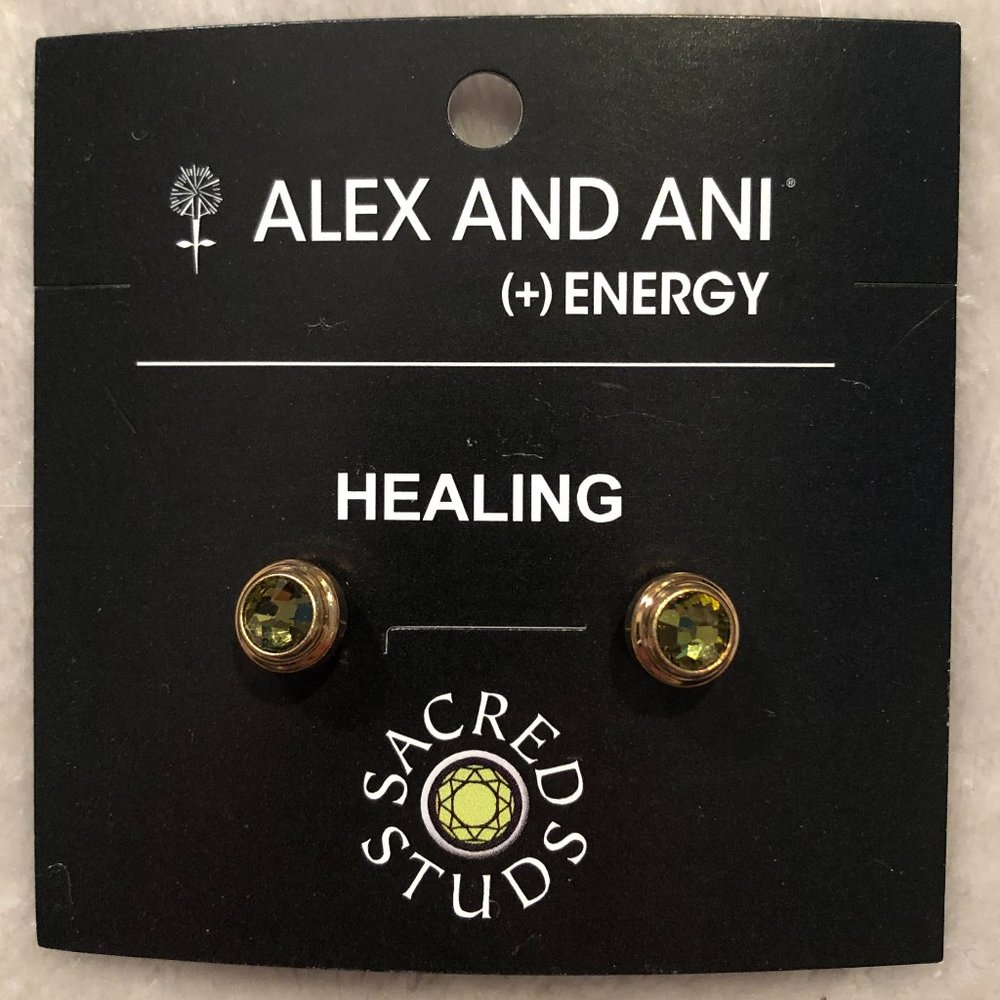 Alex and Ani Green & Gold Stud Earings